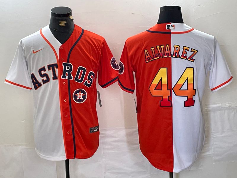 Men Houston Astros 44 Alvarez White orange Nike 2024 MLB Jersey style 2